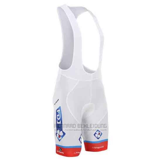 2015 Fahrradbekleidung FDJ Wei und Blau Trikot Kurzarm und Tragerhose